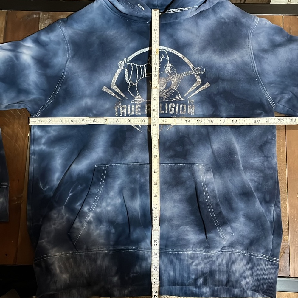 True Religion Blue Tie-Dye Hoodie Sweatshirt - Picture 6 of 6
